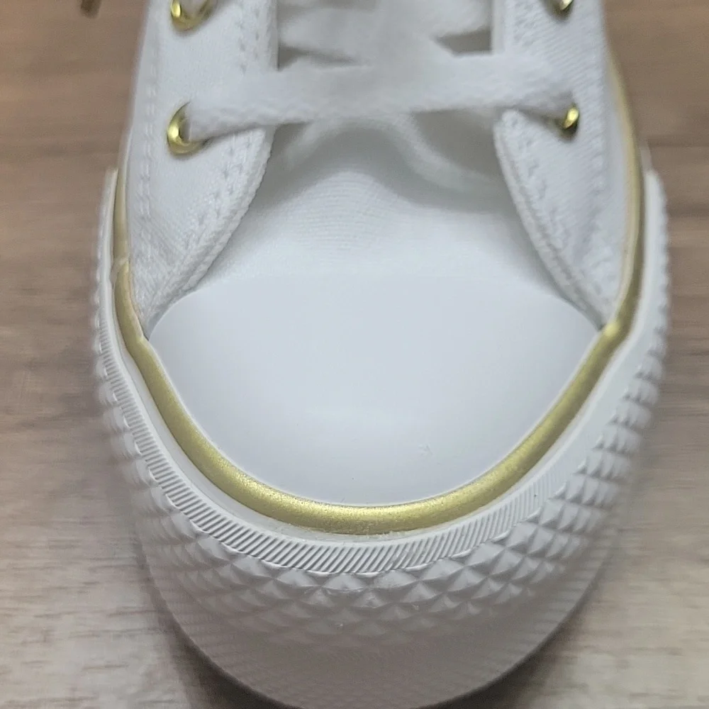 Converse White and Gold High-Top Sneakers Classic Style Size 7.5 Women